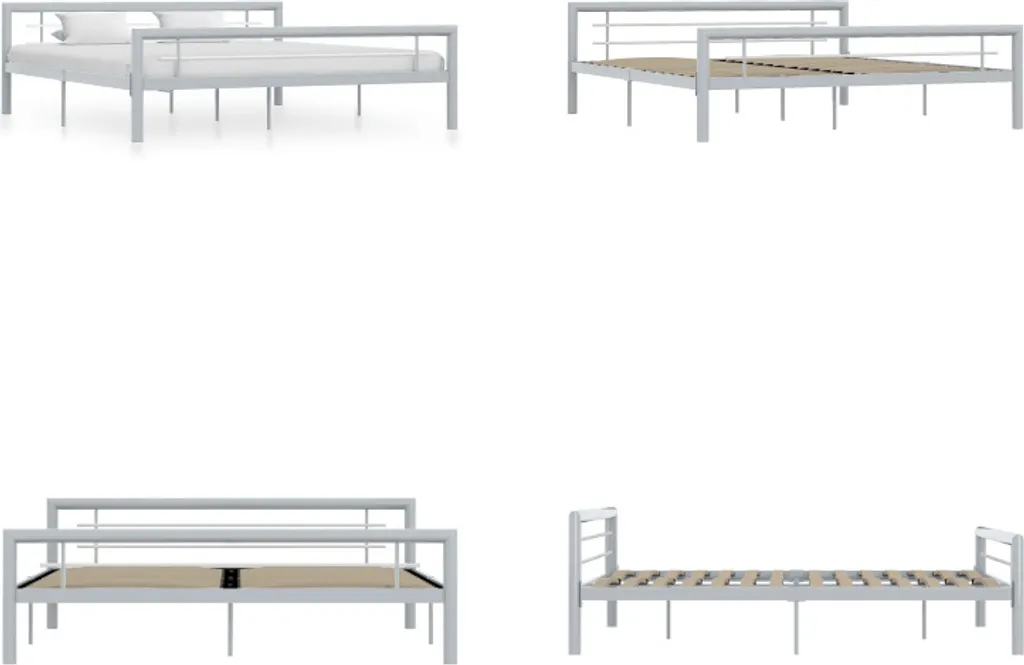 Cadre de lit 180x200 cm gris blanc idéal pour chambre parentale spacieuse
