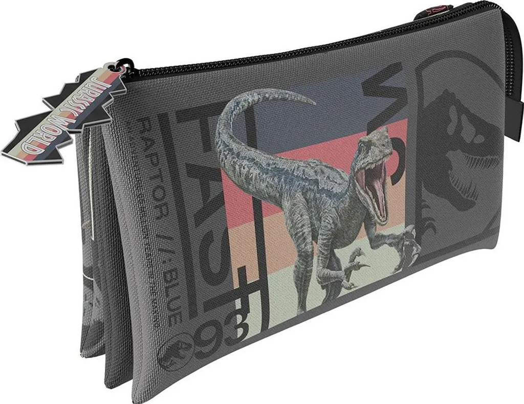 Jurassic World Roar! Astuccio Triplo Grigio - Must-Have Scuola 2026