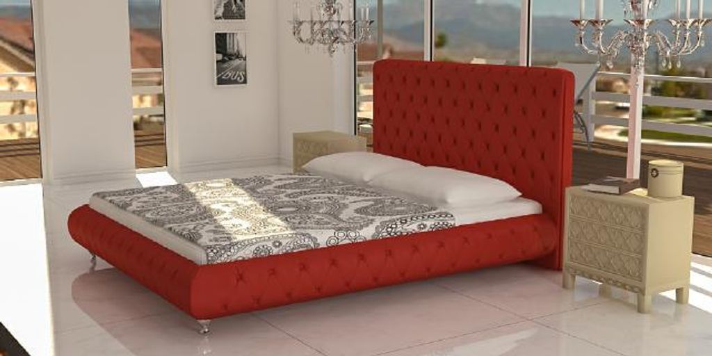 Doppelbett "Farbwahl" Designer Lederbett Polsterbett Bett Klassik Barock Neu