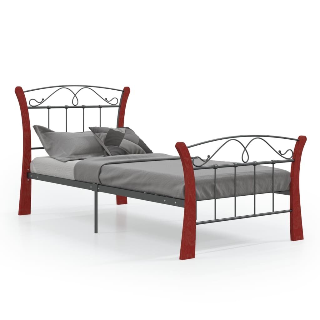 vidaXL Rama łóżka czarna metalowa 90x200 cm Zdjęcie produktu 