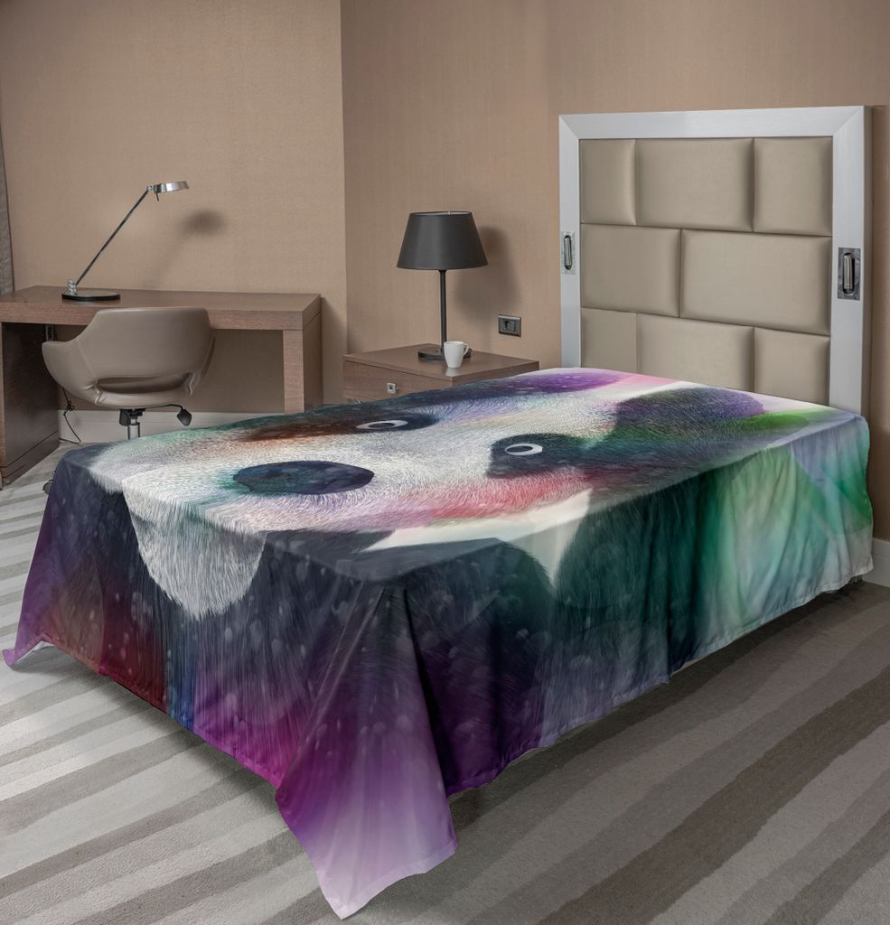 ABAKUHAUS Psychedelisch Bettlaken, Panda-Charakter in der Traumwelt der magischen Halluzination Junkie Animal Artwork, weiches bequemes oberes Bett...