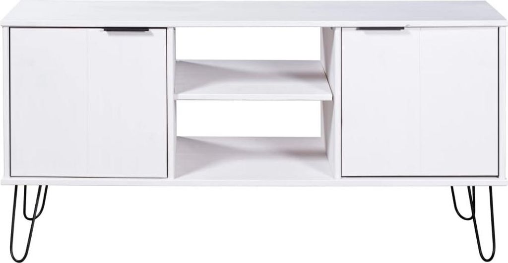 vidaXL TV skříňka New York White z masivního borovicového Obrázek produktu 