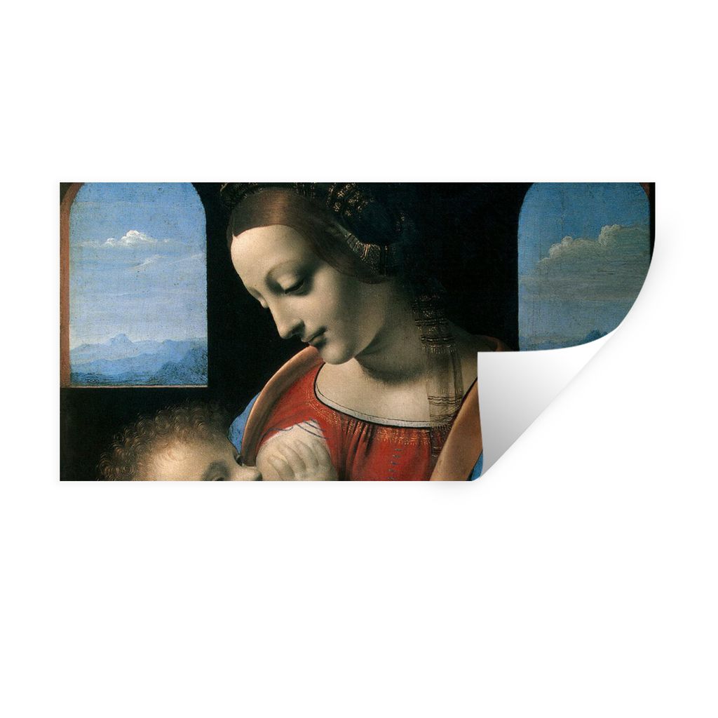 MuchoWow Wandtattoo Wandsticker Wandaufkleber Die Jungfrau Maria - Leonardo da Vinci 80x40 cm Selbstklebend und Repositionierbar - Aufkleber