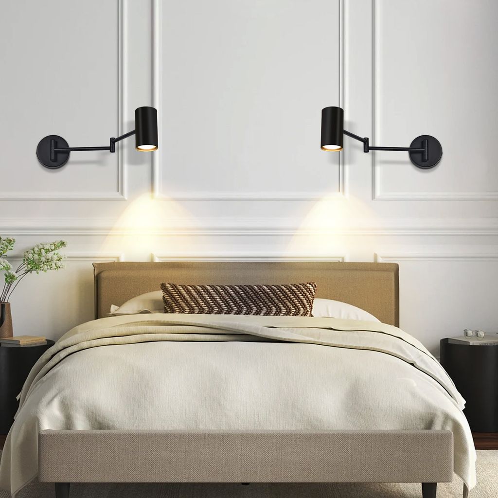 ZMH Wandleuchte 2ER Innen Wandlampe Schwarz Vintage Wandstrahler Schlafzimmer Wandlicht Schwenkbar Metall Treppenhaus Beleuchtung GU10 Ohne Leuchtm...