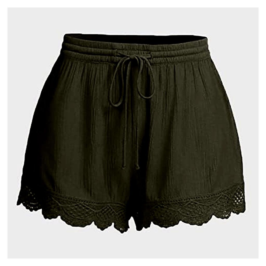 Damen Shorts für Sport, Kurze Hose für Outdoor, Leichte Wandershorts, Hochtaillierte Sommershorts, Einfarbige Sommerhose, Weite Sweatpants, Läss...