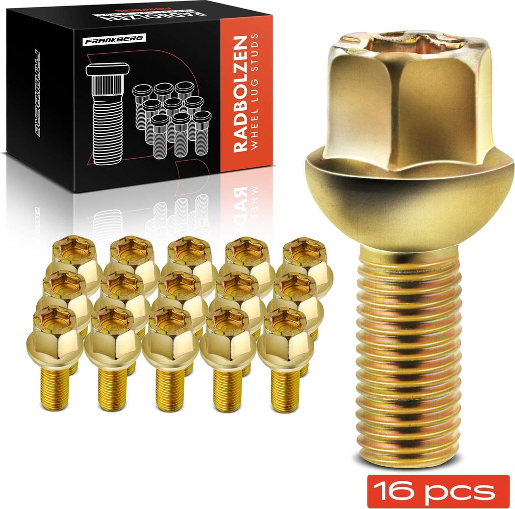 Frankberg 16x Radschraube für VW Golf Polo Passat Jetta Vento Audi A2 Seat Ibiza