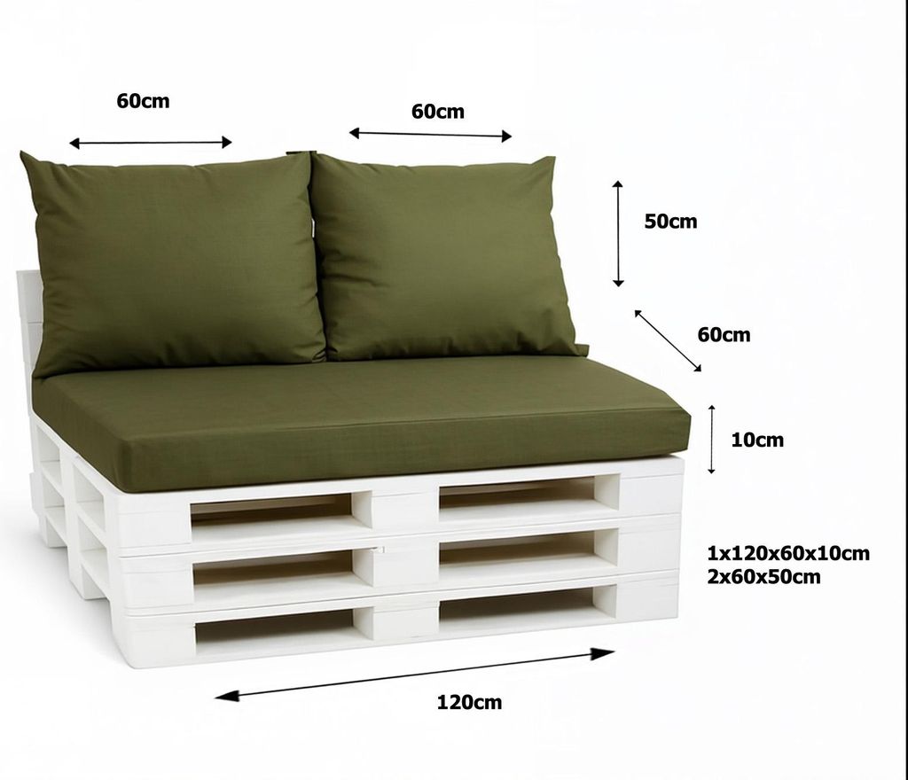 Palettenkissen Set 120 x 60 x 10 cm + 2 x 50 x 40 cm – Produktbild 
