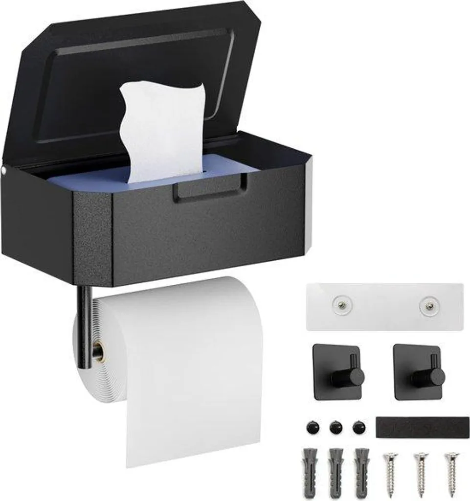 Porte-papier toilette noir 3 en 1 : fini le désordre dans la salle de bain