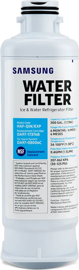 Filtre Samsung HAF-QIN/EXP DA97-08006C anti-chlore et sédiments interne