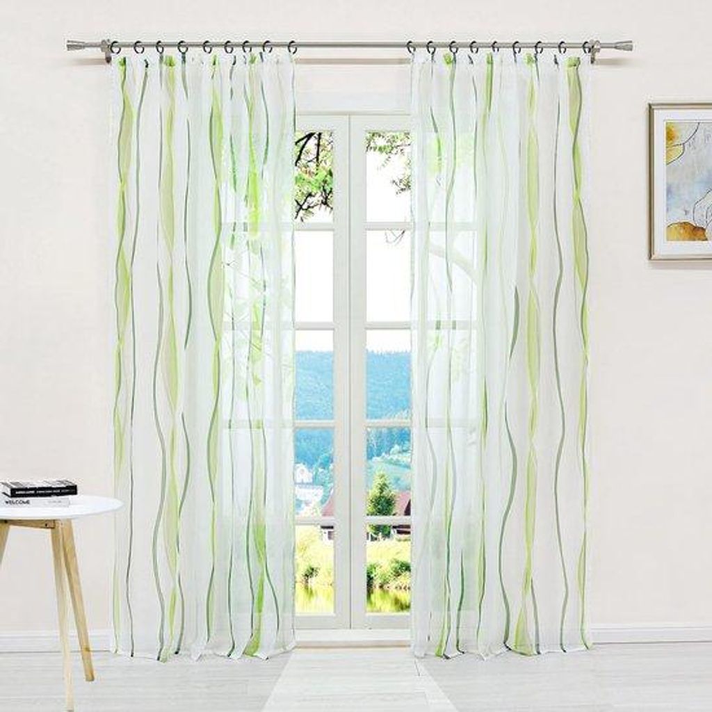 Grüne Pflanzengitterband - Elegant Voile - 140x245cm - Einzelstück