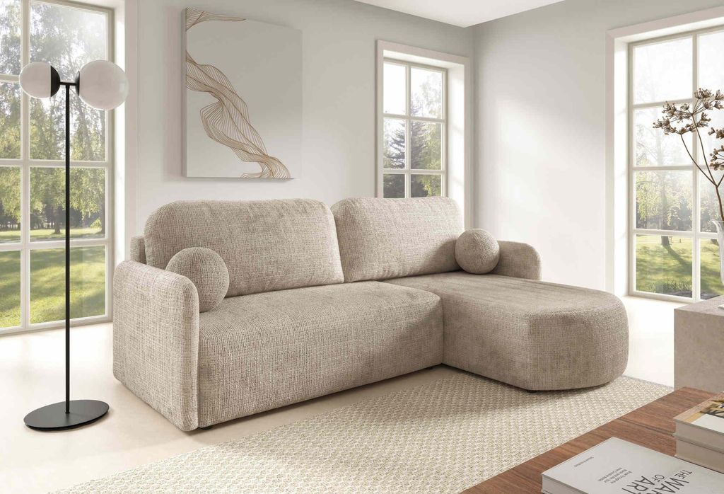 FurMeb24 ECKSOFA BERA - 212 x 160 cm cremona 14 - mit schlaffunktion und bettkasten
