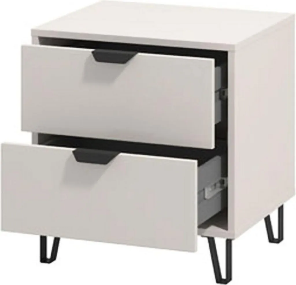 Chevet Scarlino Beige 48x40cm - Table de Lit avec Étagère de Rangement Basse