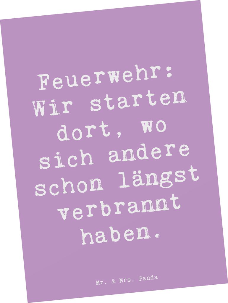 Mr. & Mrs. Panda Postkarte Spruch Feuerwehrmann Helden - Lavendeltraum - Geschenk, handgefertigte Geschenke, kreative, Feuerwehr, Fotokarte, Ansich...