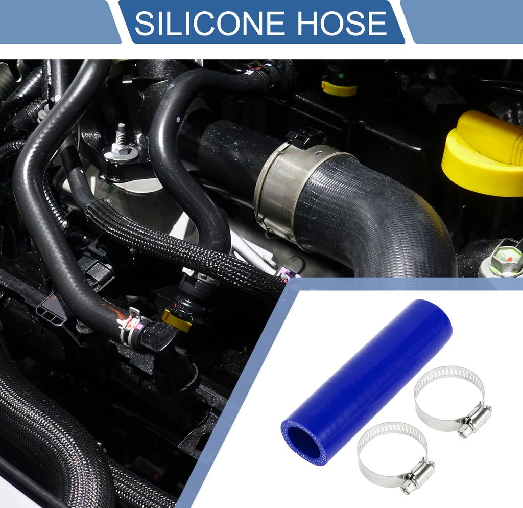 1 Satz 25mm/0,98" ID 127mm/5" Länge 0 Grad blau Autosilikonschlauch mit Schellen Kühlmittelschlauch Universal