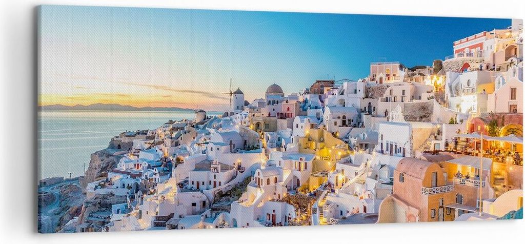 Bild auf Leinwand - Leinwandbild - Griechenland Insel Sommer - 120x50cm - Wand Bild - Wanddeko - Leinwanddruck - Bilder - Kunstdruck - Wanddekorati...