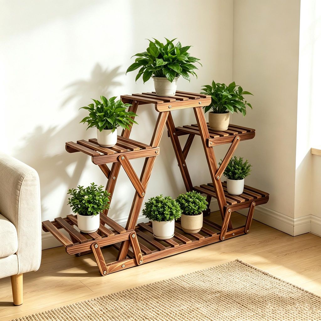 Escalier à plantes 6 niveaux 71x25x58 cm, étagère en bois Image du produit 