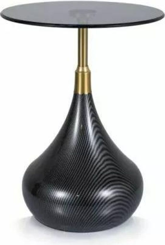Designer-Beistelltisch OMRAN – Rauchglas / Schwarz