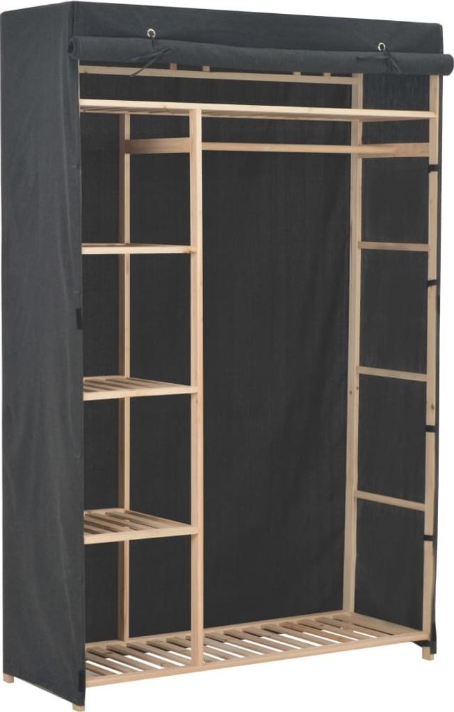 Möbel Kleiderschrank Grau 110 x 40 x 170 cm Stoff - Kleiderschränke 248189