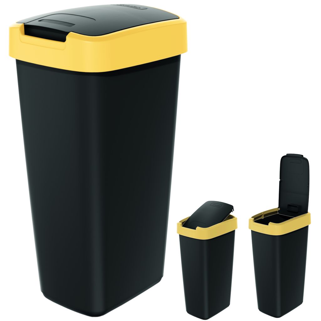 Cestino con coperchio giallo brillante - nero COMPACTA Q Immagine del prodotto 