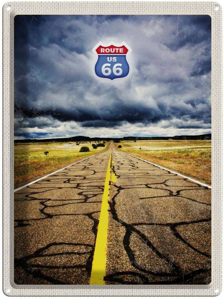 vianmo Blechschild 40x30 cm Amerika USA Urlaub Route 66 Straße Gewitte Bildmotiv Reisemotiv Abenteuer Reisen