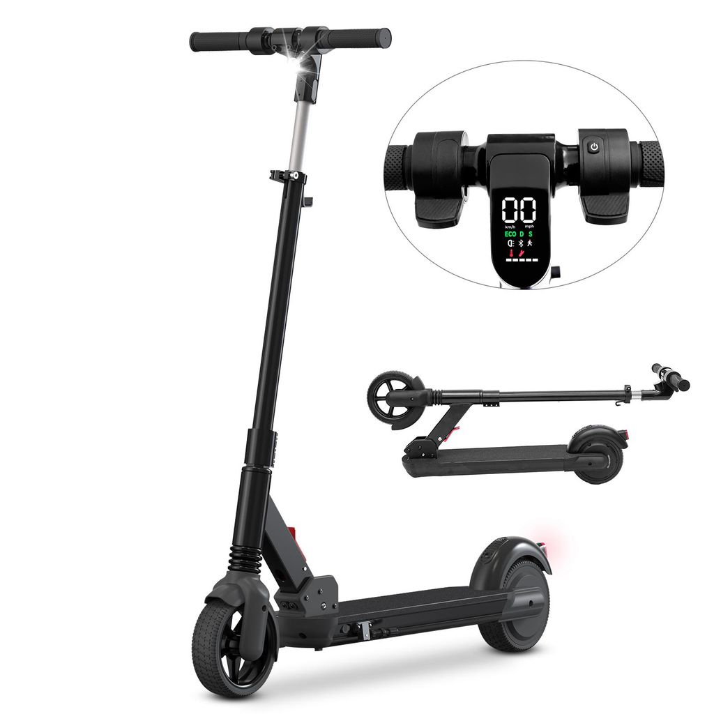 Elektroscooter Schwarz Für Kinder Alter 10-16 mit LED, Produktbild