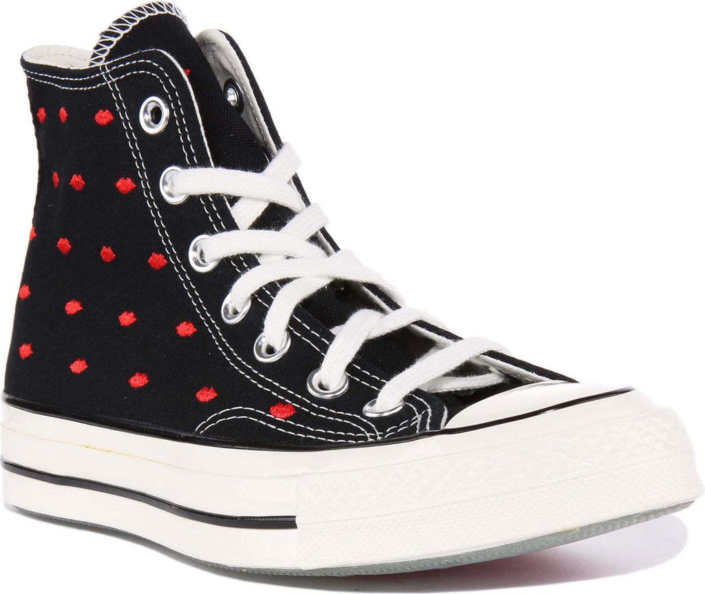 Converse Chuck 70 Hi Frauen Gestickte Lippen Le wand Turnschuhe Schwarz Rot – undefined / Schwarz Rot