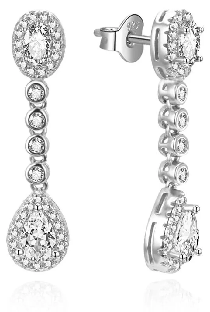 Boucles d'oreilles argent et zircon AGUP3502 - Bijoux luxe étincelants