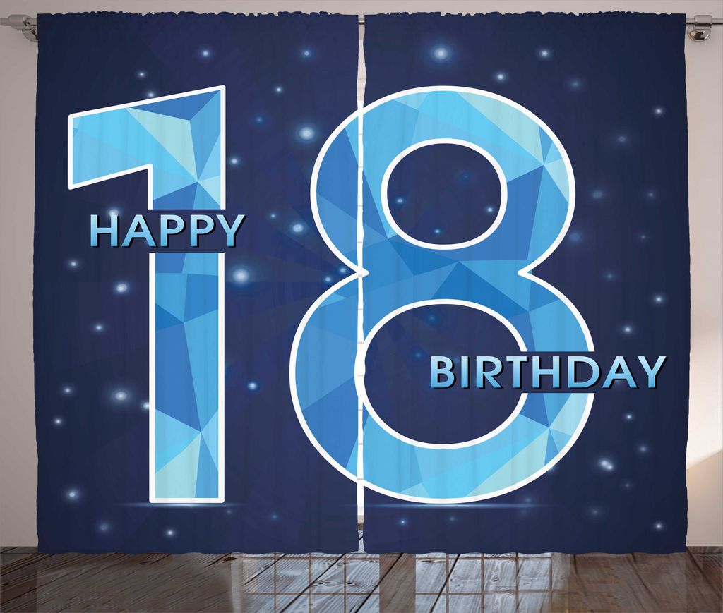 ABAKUHAUS Blau Rustikaler Gardine, Galaxy-Stern-Geburtstag, Schlafzimmer Kräuselband Vorhang mit Schlaufen und Haken, 280 x 175 cm, Dunkelblau Him...