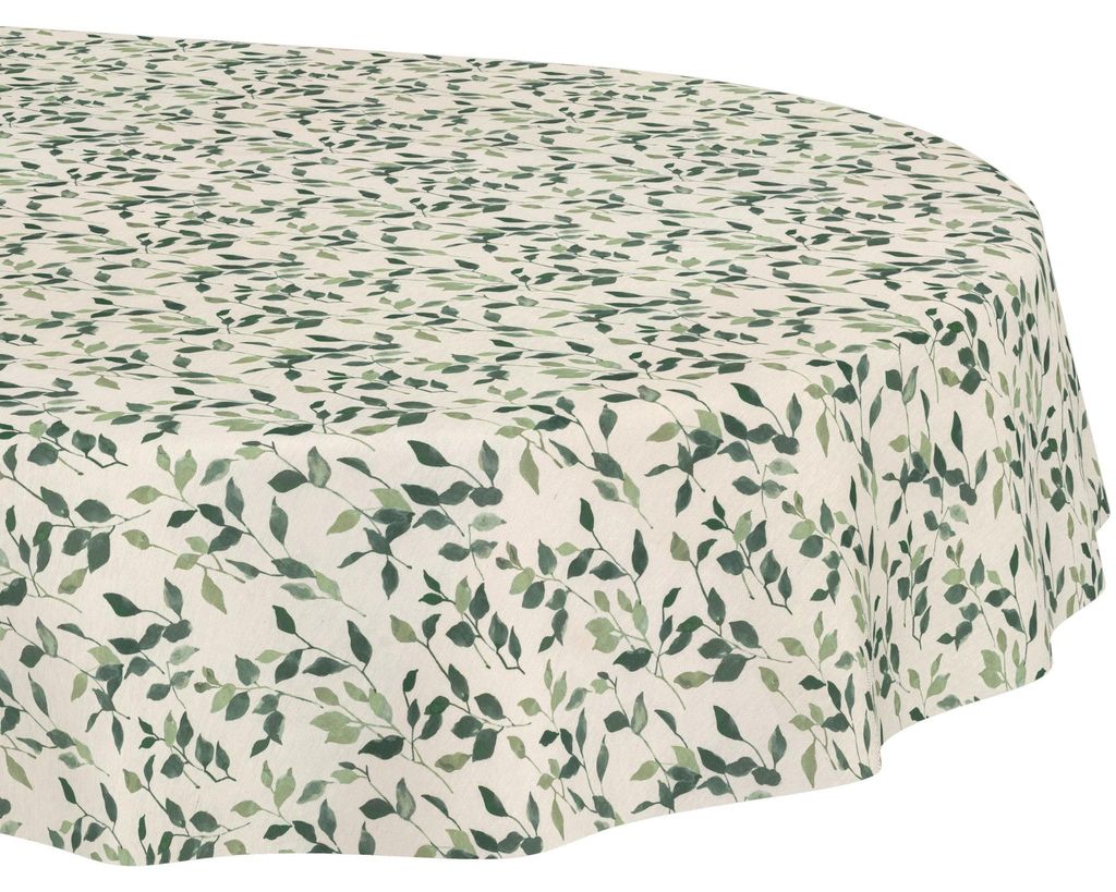 Stofftischdecke 140x240cm Grün Salamanca Stoff Premium Relax Zweige wasserabweisend pflegeleicht