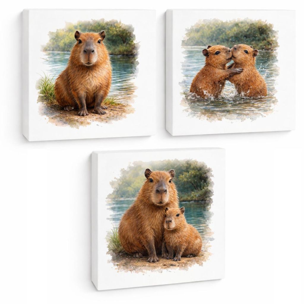 Capy Moments 3er Set Holzbilder in 10x10 cm zum Stellen oder Aufhängen er 3er