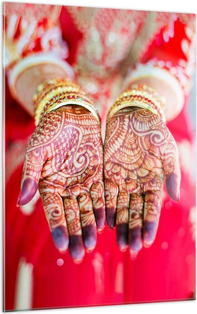 Bilder auf glas - Einteilig - Hände orientalisch Muster - 50x70cm - Glasbilder - Wandbilder - Bilder - zum Aufhängen bereit - Wanddekoration aus ...