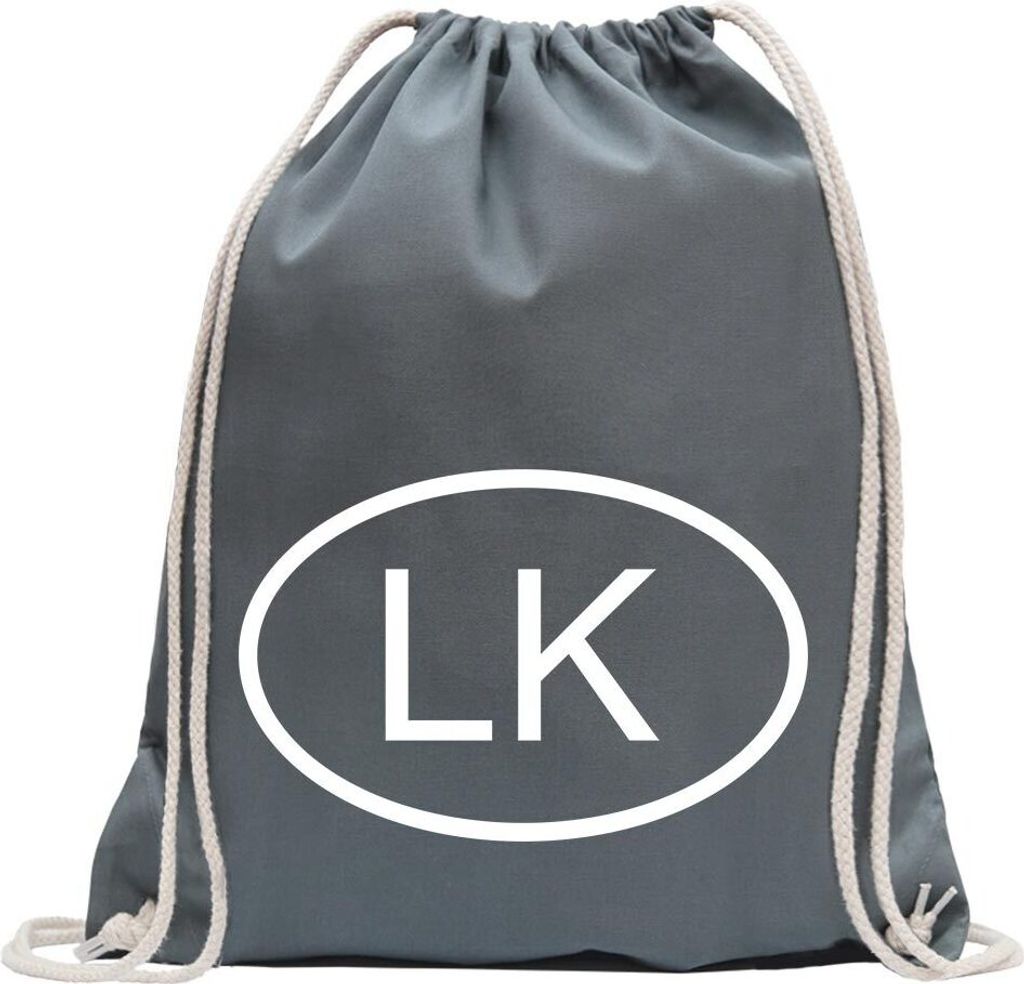 Kiwistar - Turnbeutel - stahlgrau - Sri Lanka LK - Fun Rucksack Sport Beutel Gymsack Baumwolle mit Ziehgurt