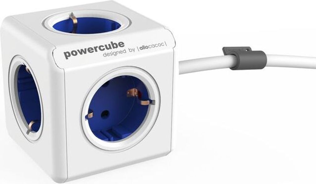allocacoc PowerCube Extended inkl. 1,5 m Kabel blau Type F