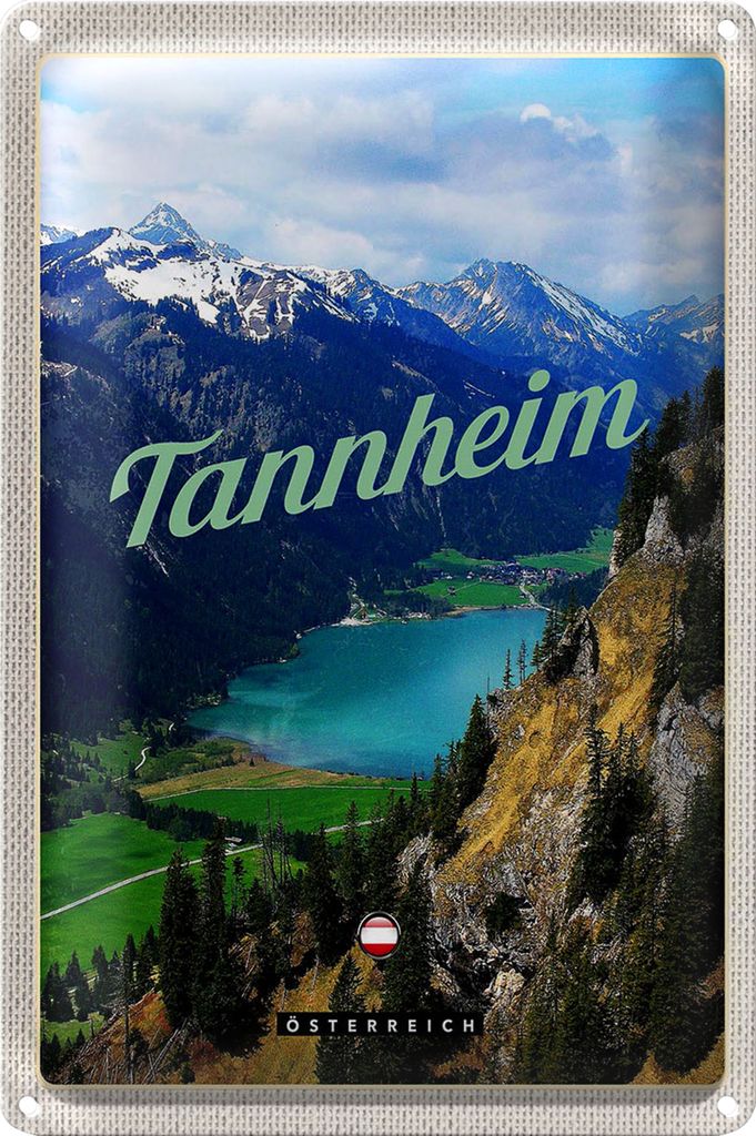 Blechschild Reise 40x30cm Tannheim Wälder Wanderung See Urlaub