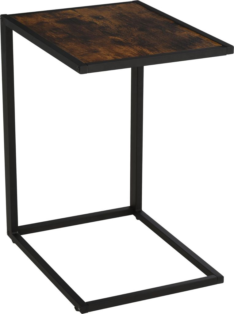 Beistelltisch in C-Form Kaffeetisch Couchtisch Laptoptisch für Schlafzimmer und Wohnzimmer kleiner Bereich mit Metallgestell Industrie-Stil Metall...