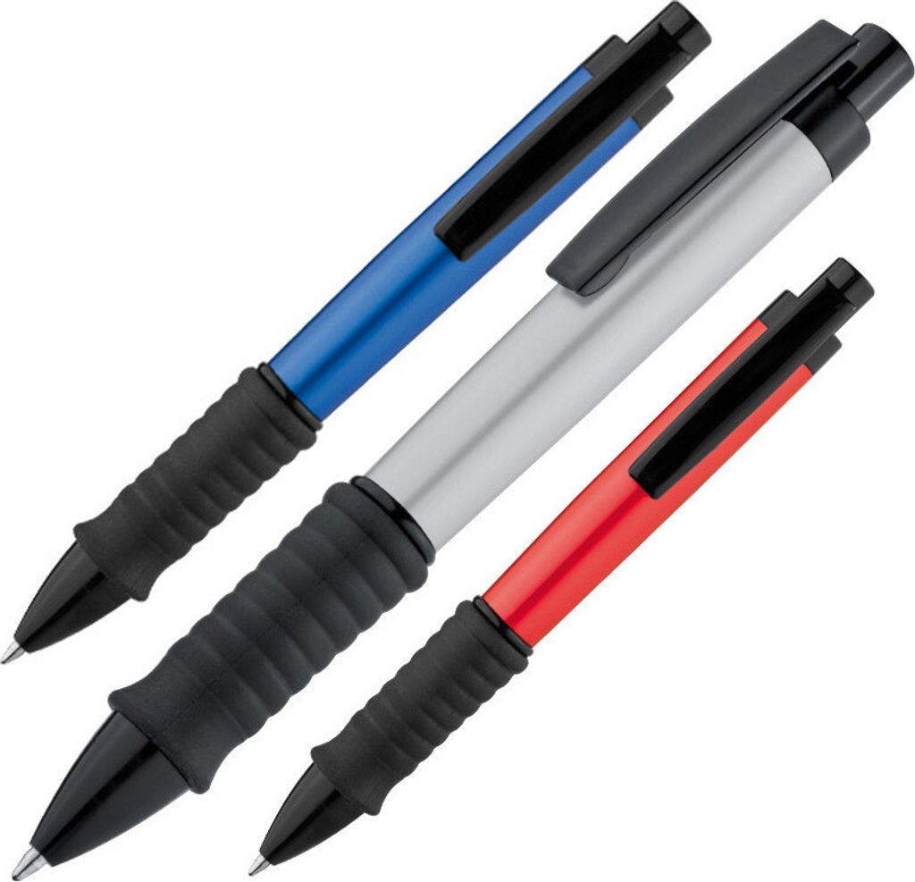 3 Kugelschreiber aus Aluminium / Farbe: je 1x metallic grau, blau, rot