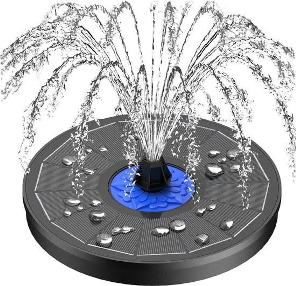 Pompe de Bassin Solaire 35W avec 7 Jets et Fixations pour Jardin Noir