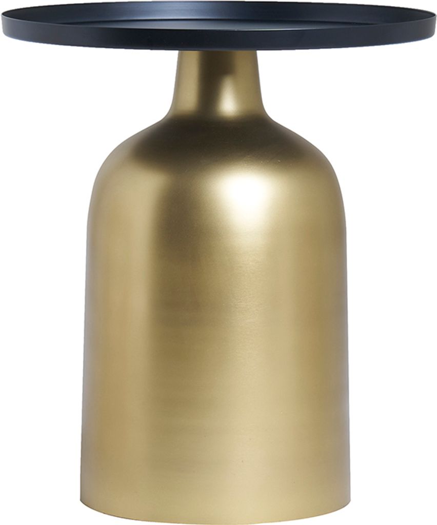 Miliboo - Runder Design-Beistelltisch aus Metall goldfarben mit mattschwarzer Tischplatte RAMSES