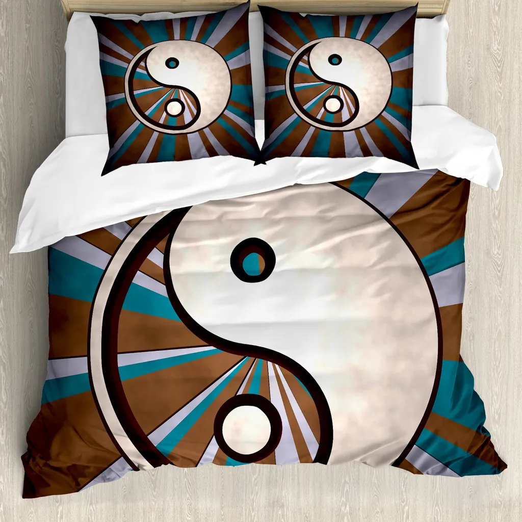 Copripiumino Hippie ABAKUHAUS Ying Yang Marrone Blu 155x220