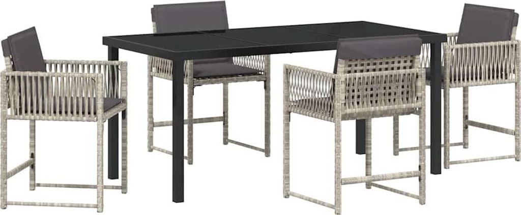 vidaXL Garten Essgruppe 5 pcs Hellgrau Poly-Rattan