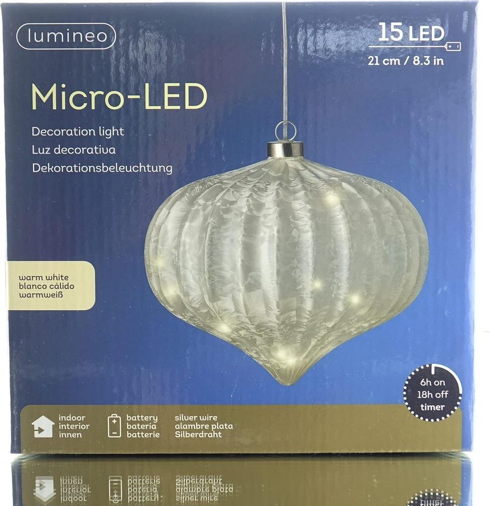 Lumineo Micro-LED Leuchte in Zwiebelform Weiß für den Innenbereich Ø 20 cm 15 Lichter - warmweiß