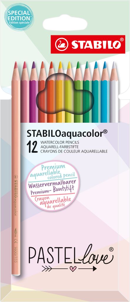 STABILO Aquarell-Buntstift aquacolor PASTELlove 12er Etui