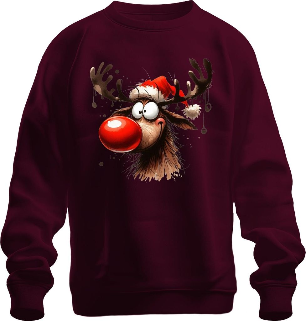 Vtipný jelení sob Rudolf Moose - vánoční svetr, bordó, L Obrázek produktu 