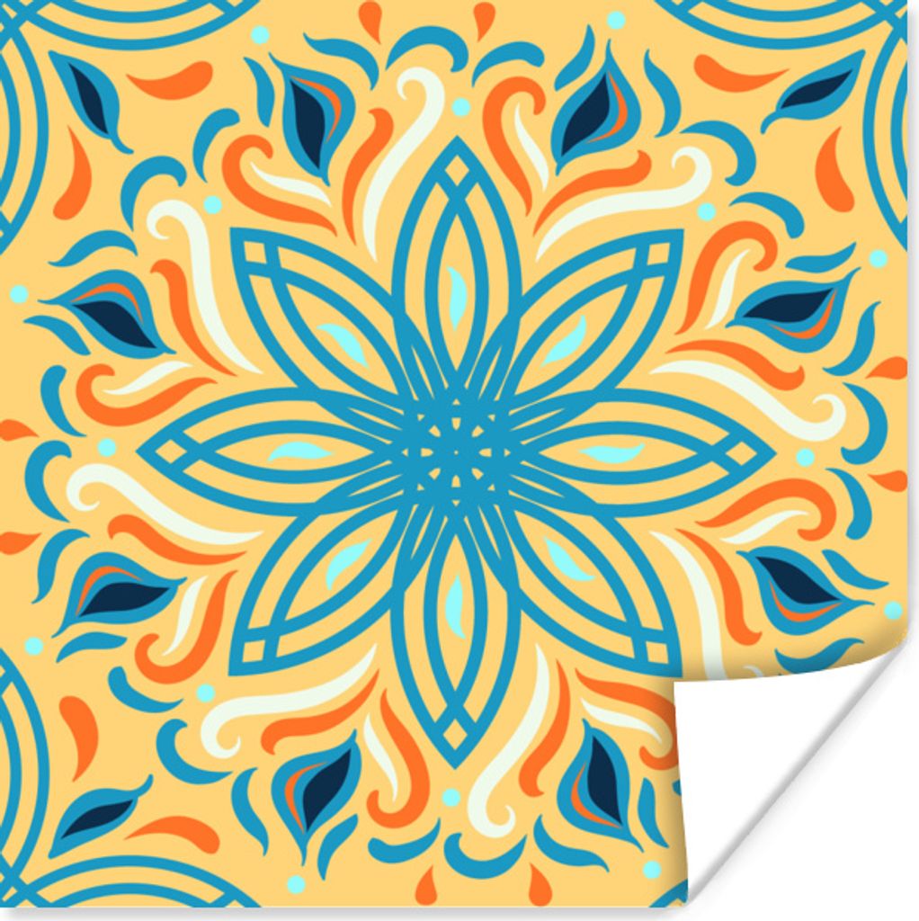 MuchoWow Poster Blume - Blätter - Blau 100x100 cm - Babyzimmer