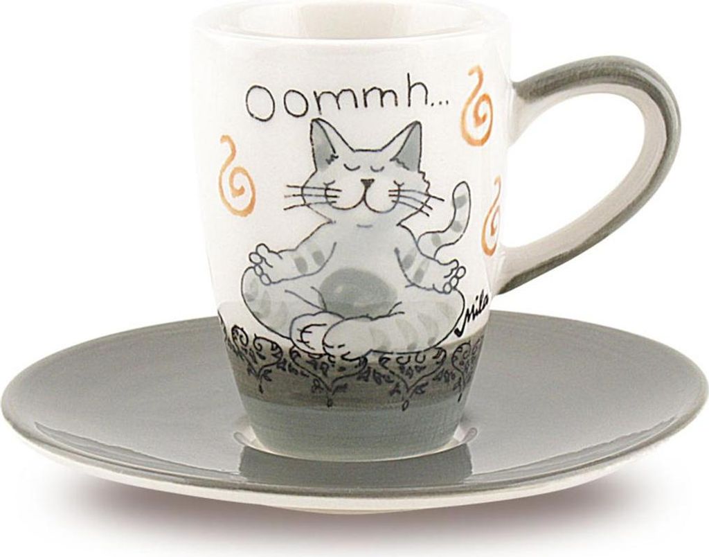 Mila Keramik Espresso-Tasse mit Untere Oommh Katze Pure