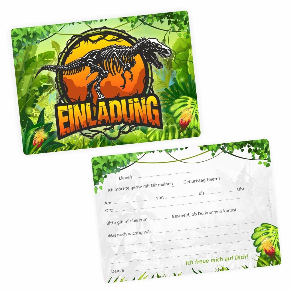 10 Einladungskarten Dinosaurier T-Rex inkl. 10 Produktbild 