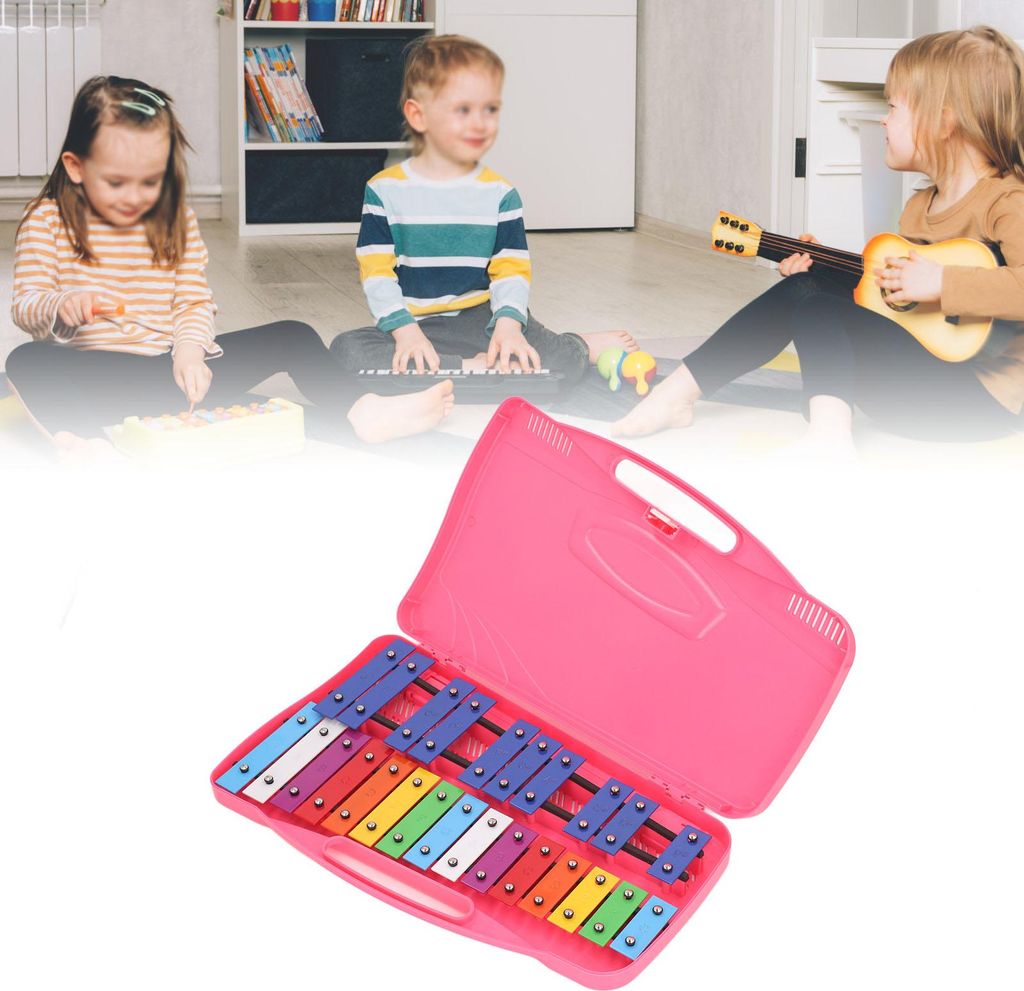 Percussion-Musikinstrument, bunte Metalltasten, Handklopfen, Klavier, pädagogisches Entwicklungsspielzeug, Rosa