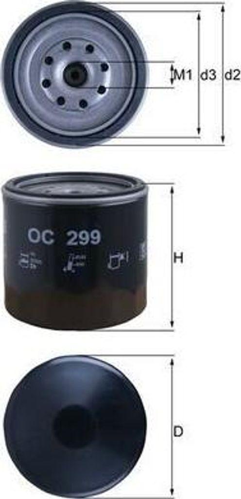 Ölfilter MAHLE OC 299 Anschraubfilter für OPEL Campo (TF0, TF1) für KIA Besta Kastenwagen für MITSUBISHI Canter (FE3, FE4) V für ISUZU TROOPER...