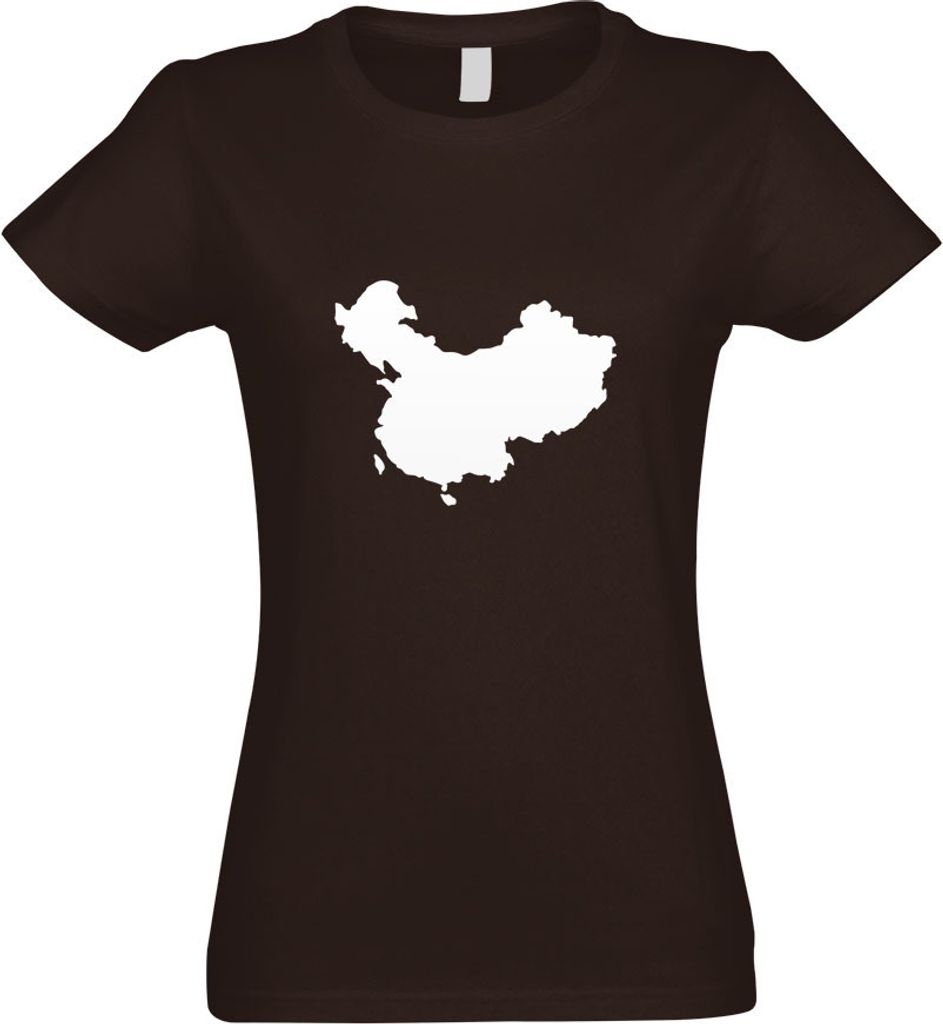 Kiwistar - T-Shirt tailliert - Damen - Chocolate - China - Peking Umriss Kontur - mit Motiv Bedruckt - Funshirt Design - Sport - Freizeit - Damen - L