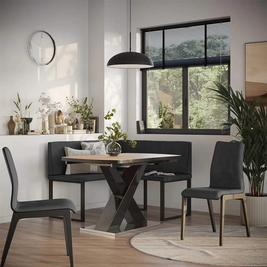 Banc d'angle Anthracite Vicco Ravon 120x120 cm Design Moderne et Épuré - 3